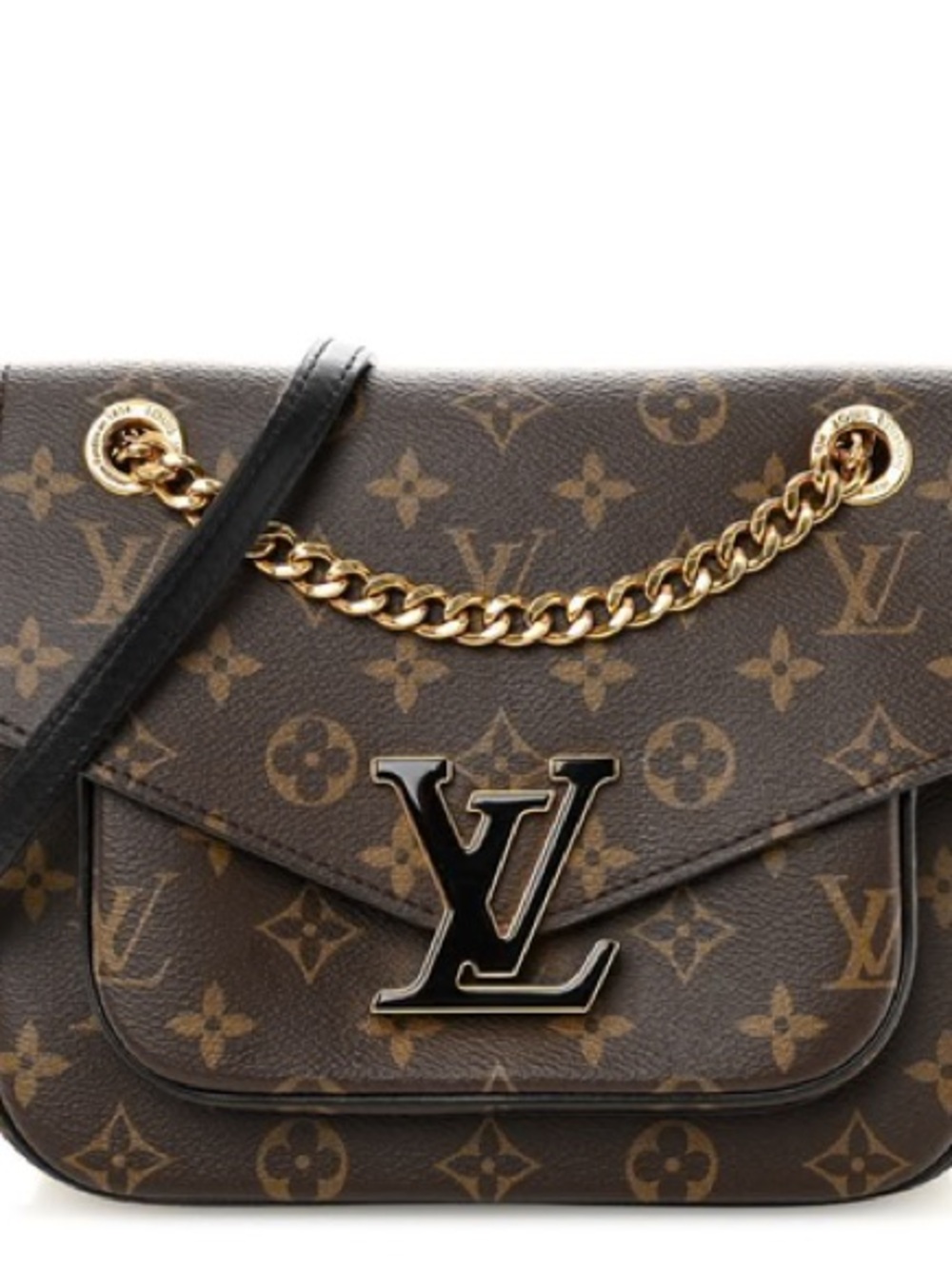 Louis Vuitton Monogram Canvas Brown Shoulder Bag with Gold Chain